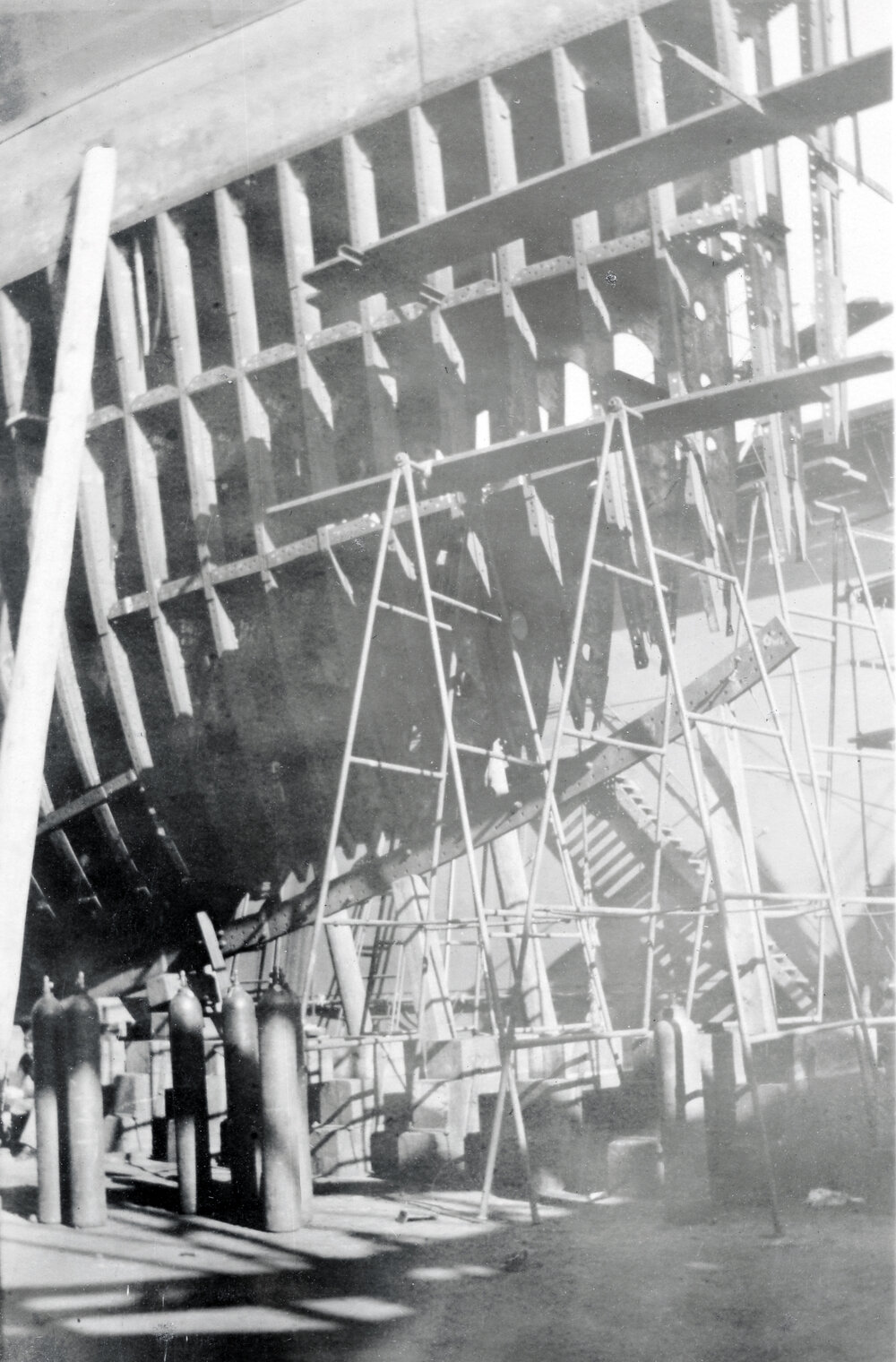 Repairs to the hull of the Wanganella
