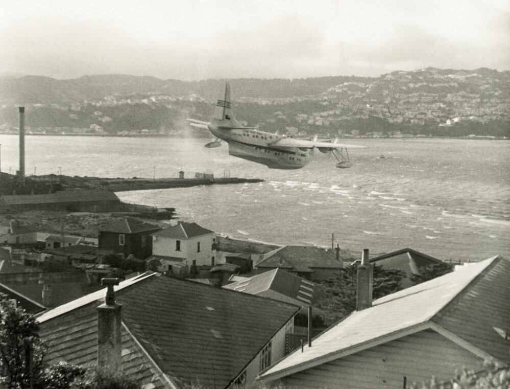 Flying boat landing in Evans Bay