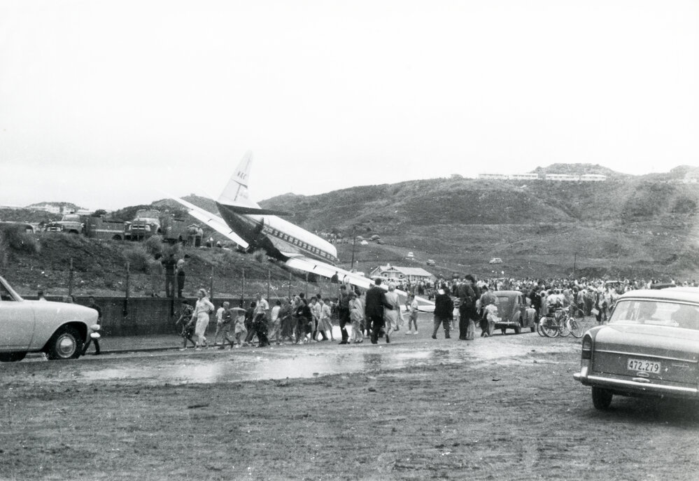 Crashed plane off airport runway