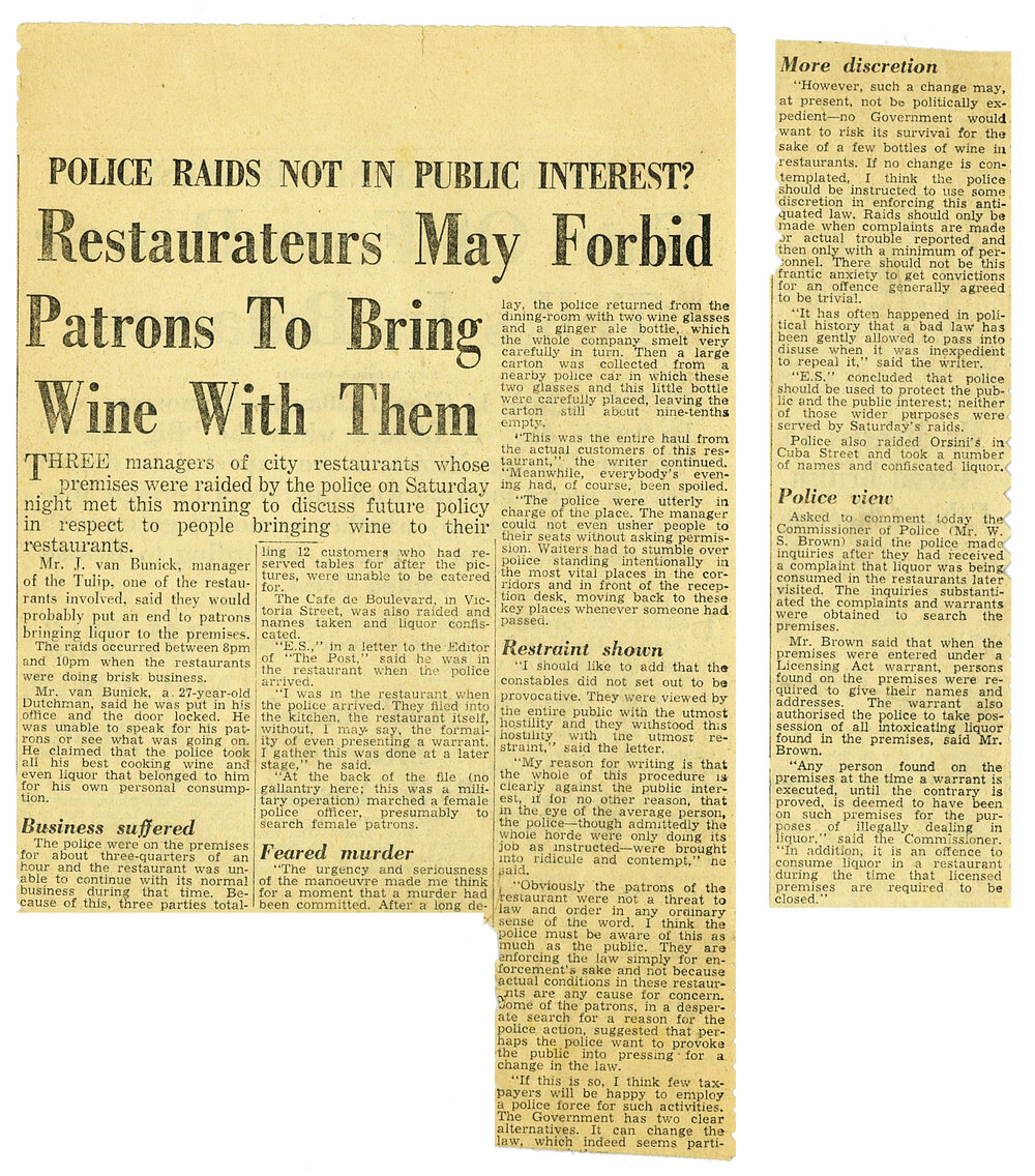 Restaurateurs may forbid patrons to bring wine with them