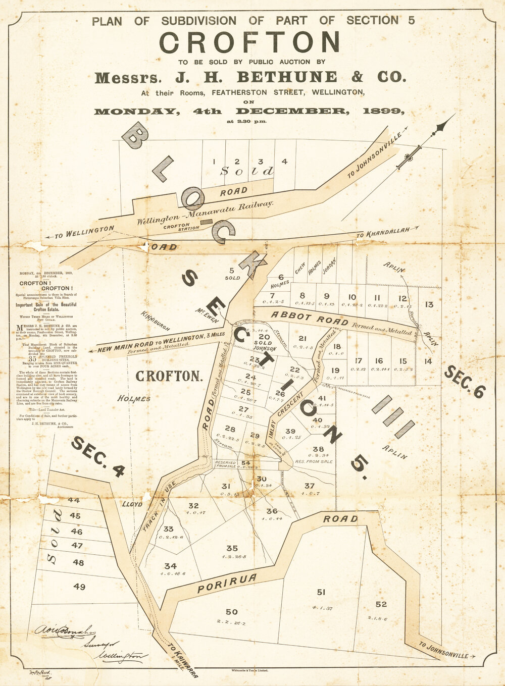 Plan of subdivision of part of Section 5, Crofton [Ngaio]