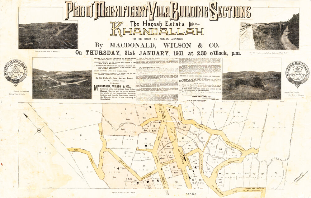 "Plan of Magnificent Villa Building Sections : The Hannah Estate, Khandallah" 
