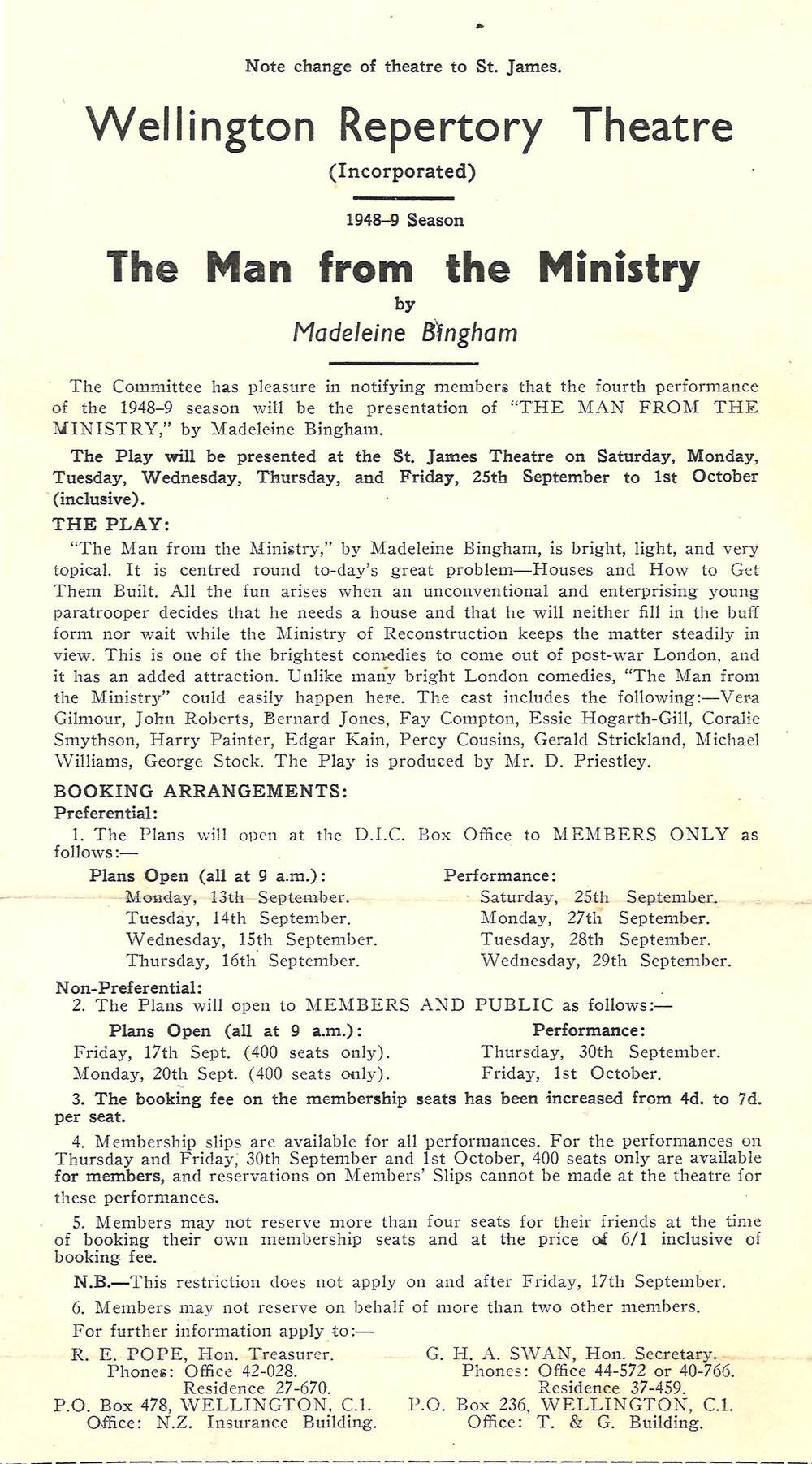 Wellington Repertory Theatre: "The Man from the Ministry"