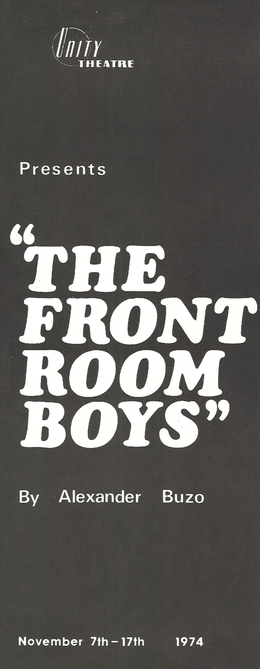 Unity Theatre: "The Front Room Boys"