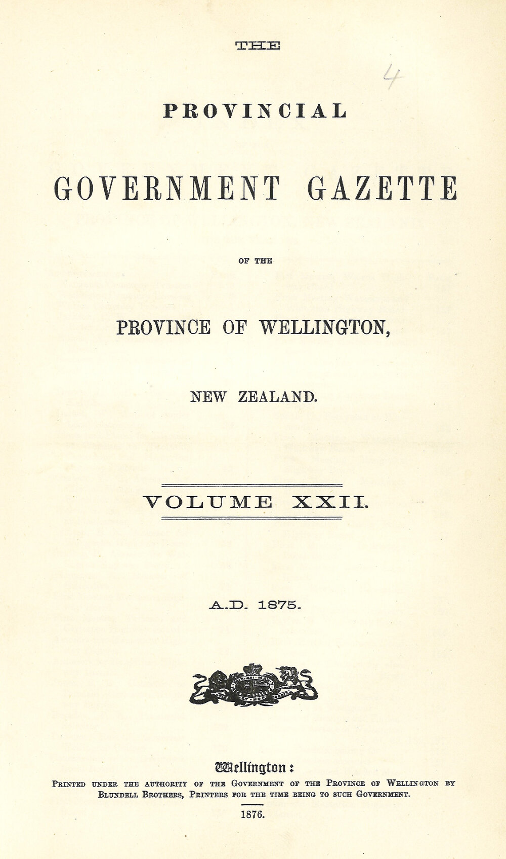 Wellington Provincial Council Gazette, Vol 22 (1875)