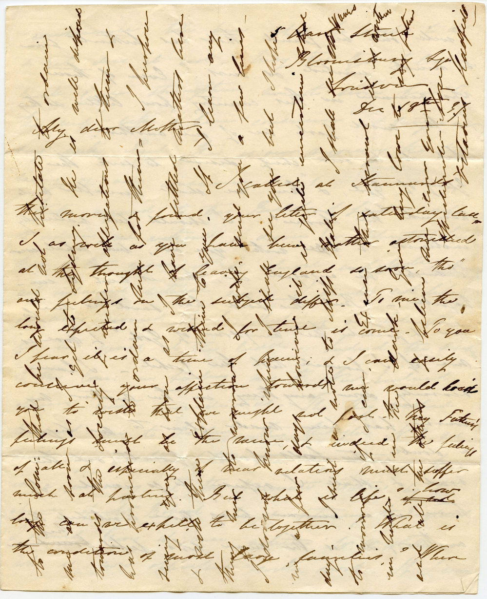 Letter from Octavius Hadfield to his mother, December 1837
