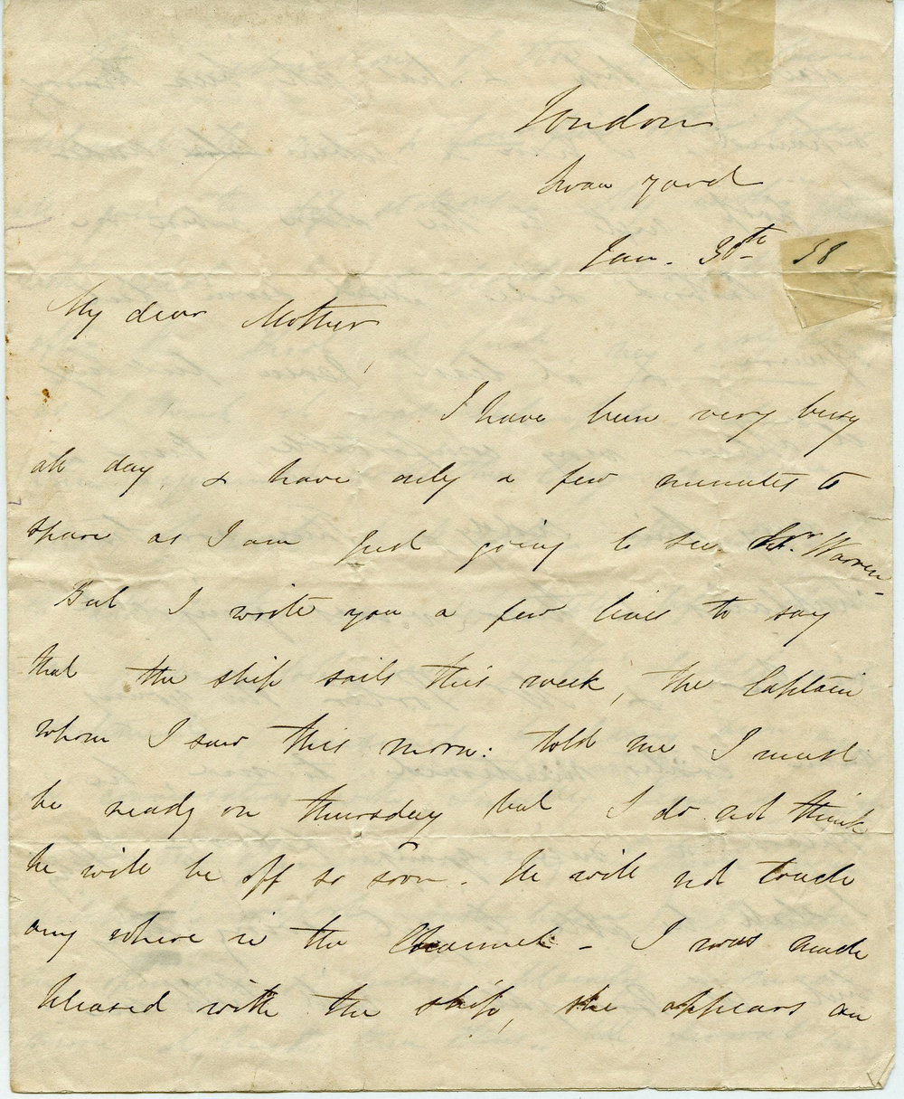 Letter from Octavius Hadfield to his mother, January 1838