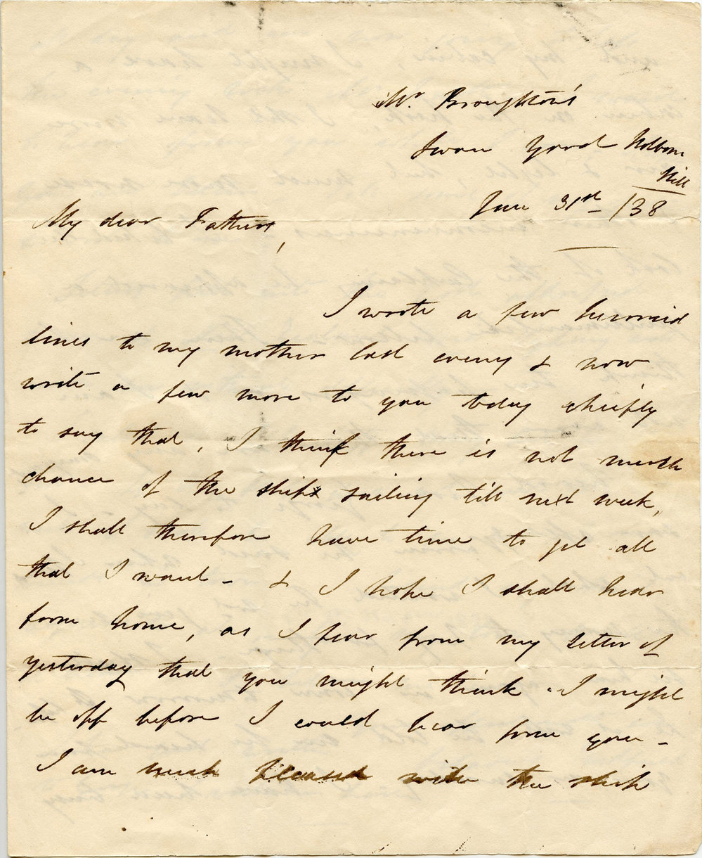 Letter from Octavius Hadfield to his father, January 1838