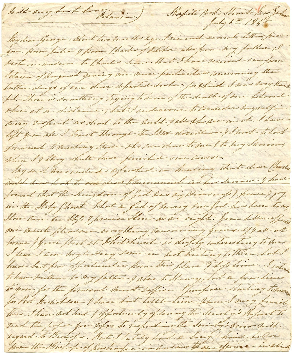 Letter from Octavius Hadfield to his brother George, July 1840 