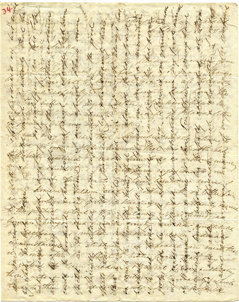 Letter from Octavius Hadfield to his sister Amelia, September 1846 