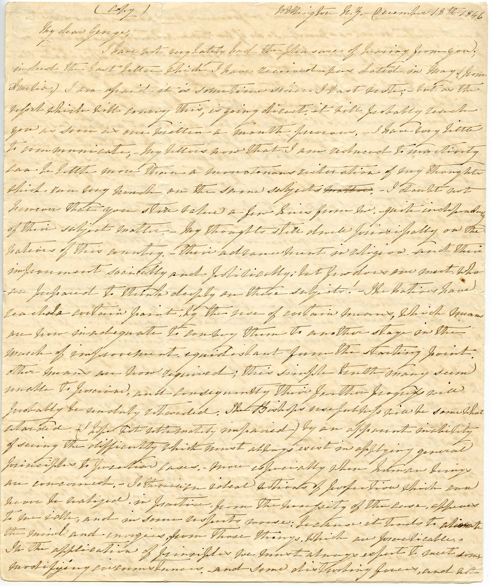 Letter from Octavius Hadfield to his brother George, December 1846 