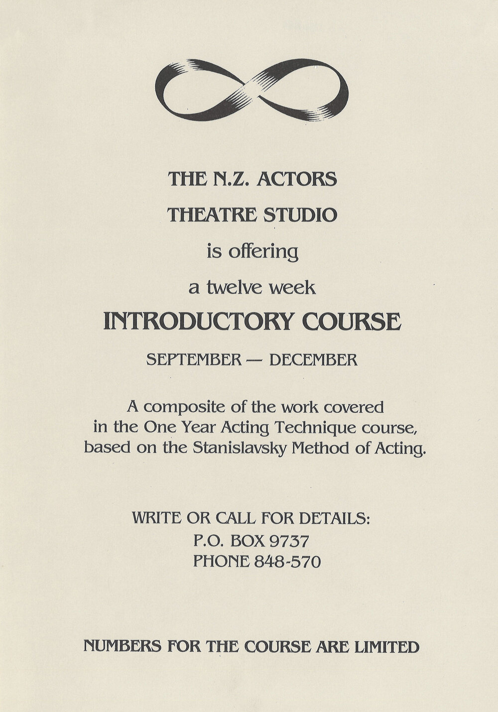 The N.Z. Actors Theatre Studio is offering a twelve week introductory course