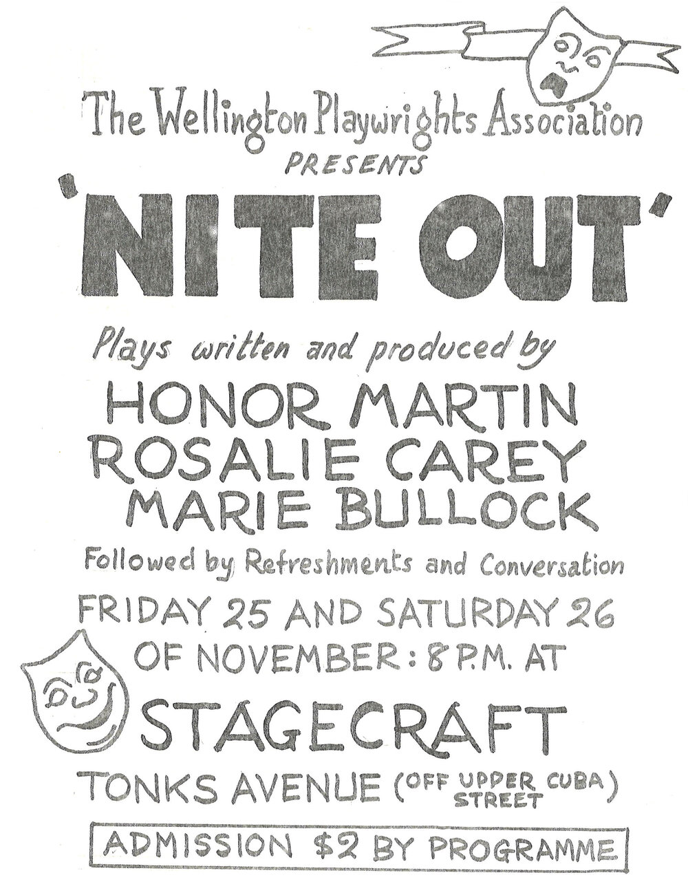 The Wellington Playwrights Association presents 'Nite Out'
