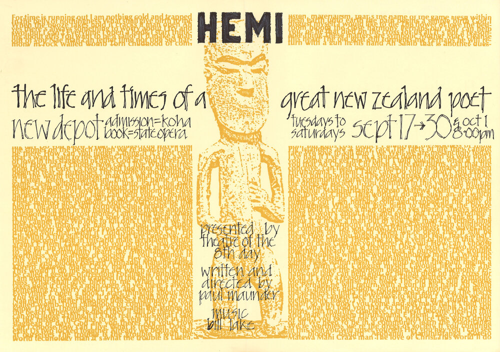 Theatre of the Eighth Day: "Hemi: The Life and Times of a Great New Zealand Poet"