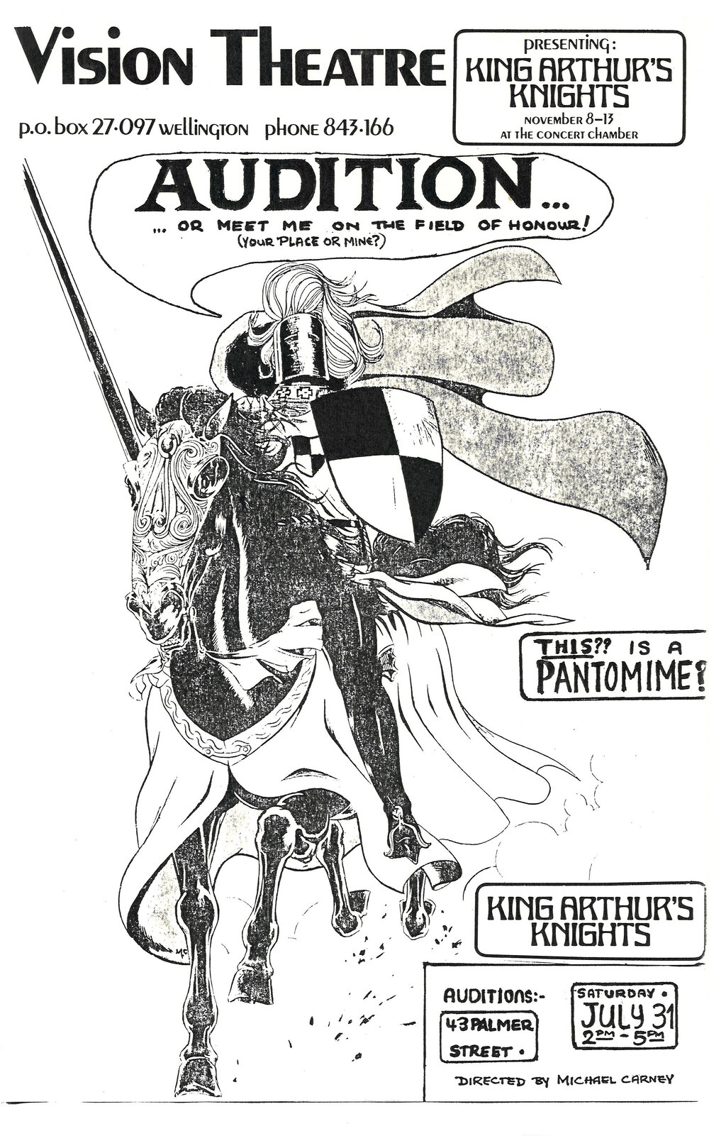 Vision Theatre: "King Arthur's Knights" (audition notice)