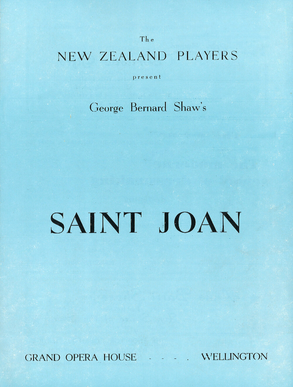 The New Zealand Players: "Saint Joan"
