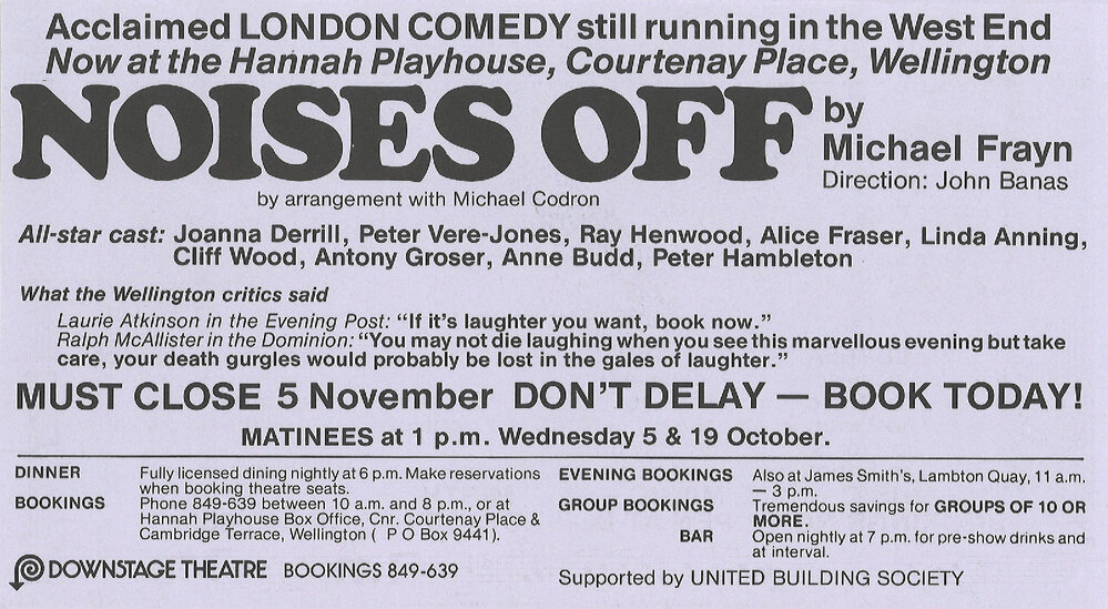 Downstage Theatre: "Noises off" and "Triple Treat"