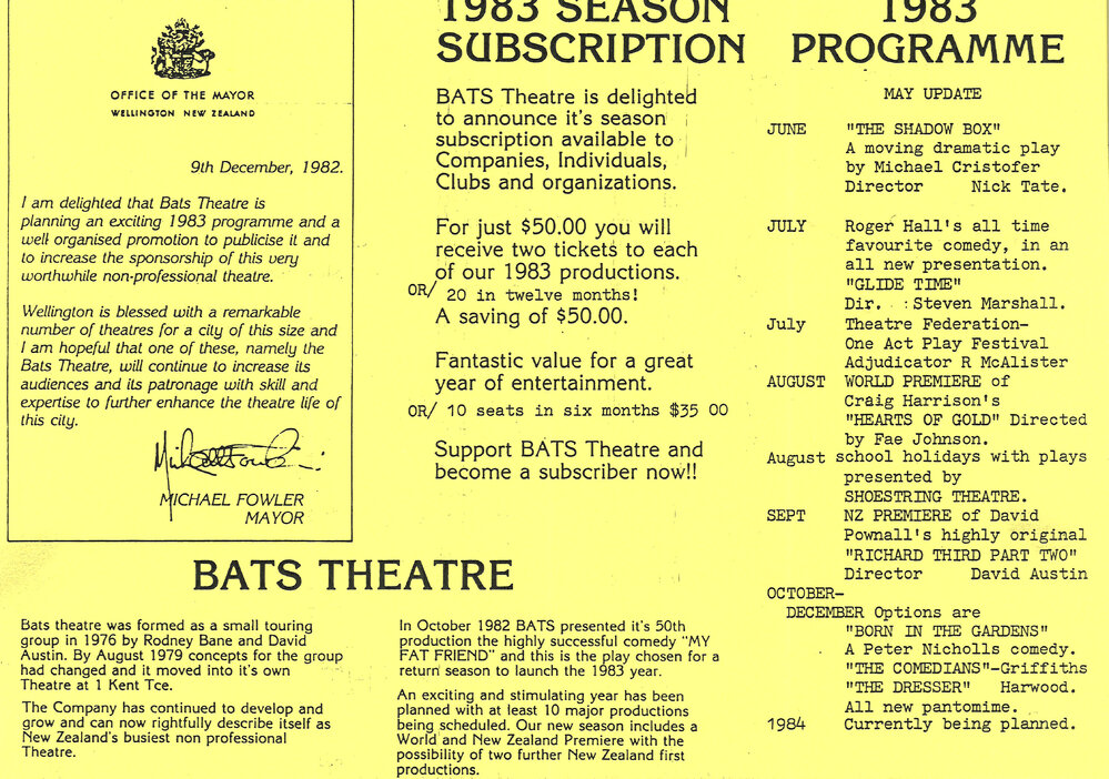 BATS Theatre 1983 programme 