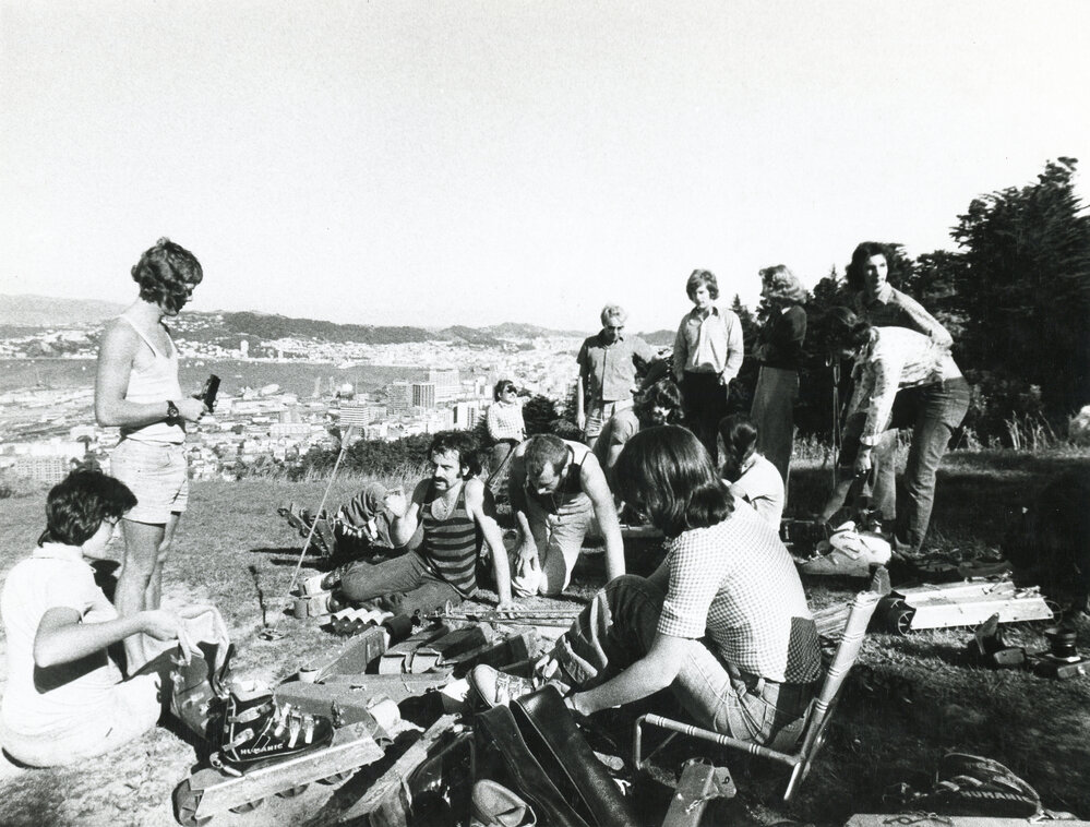 Grass skiing on Te Ahumairangi Hill