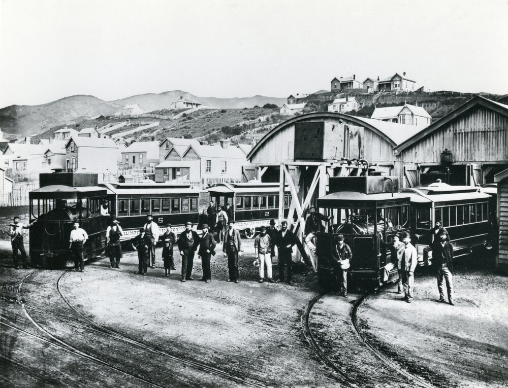 Opening of the steam tram service, Adelaide Road