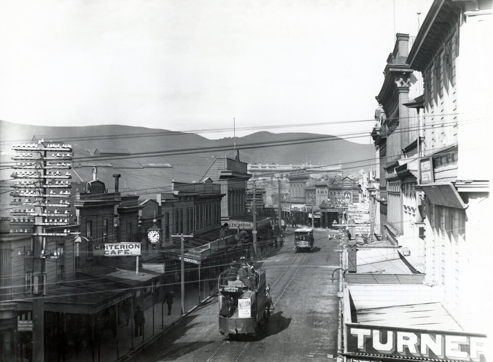 Horse-drawn trams on Manners Street