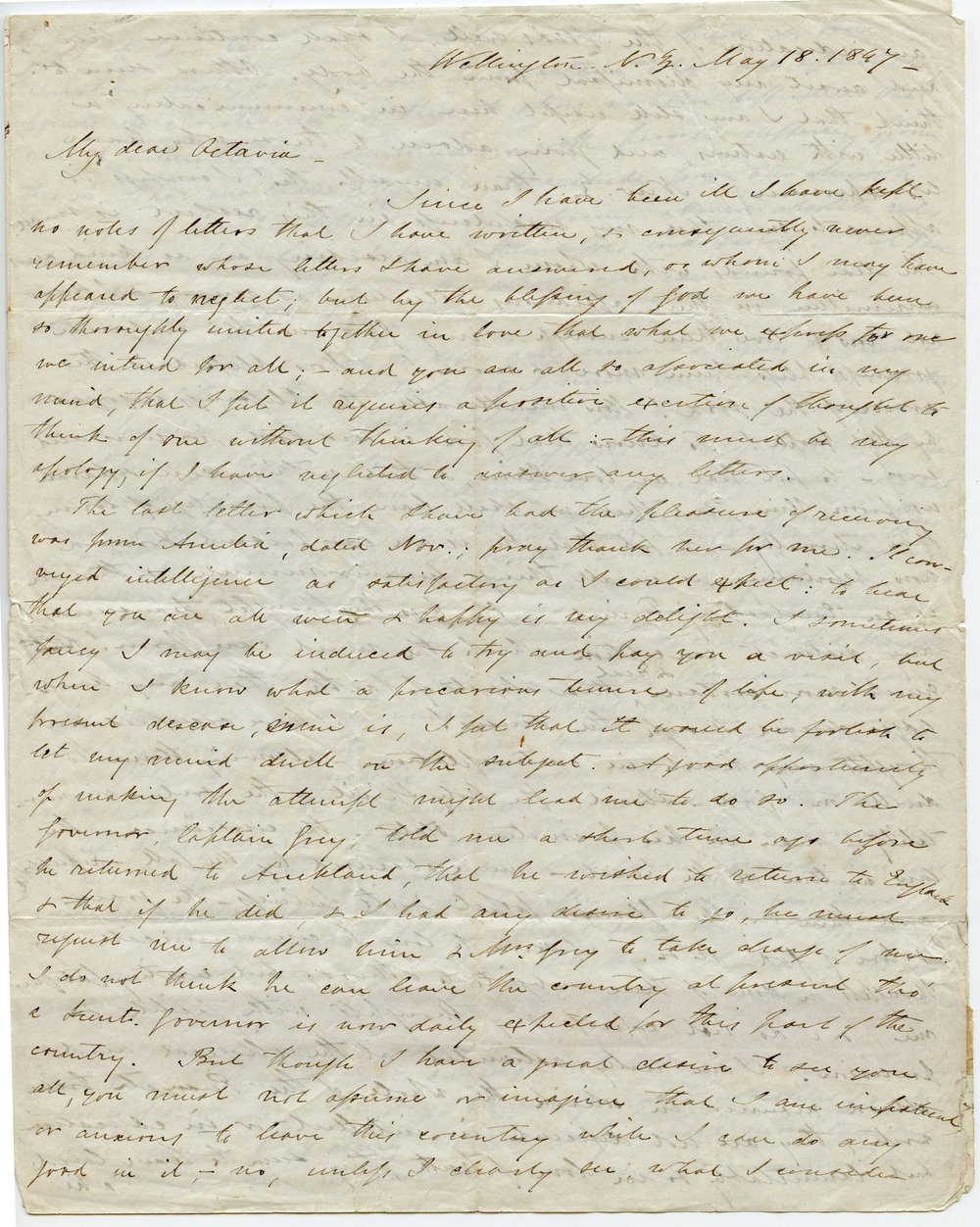 Letter from Octavius Hadfield to his sister Octavia, May 1847