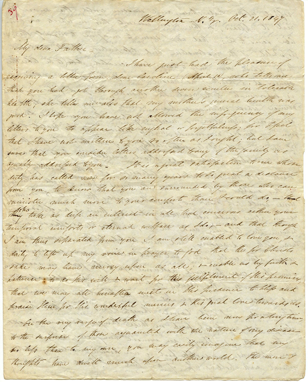 Letter from Octavius Hadfield to his father, October 1847