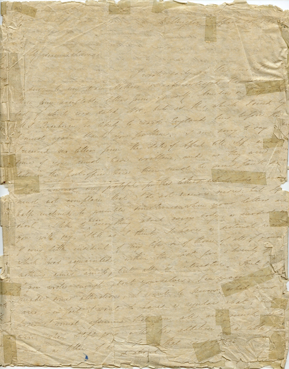 Letter from Octavius Hadfield to his sister, Octavia, April 1848