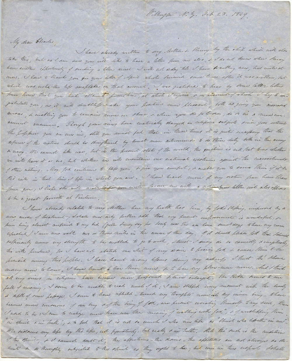 Letter from Octavius Hadfield to his brother Charles, February 1849