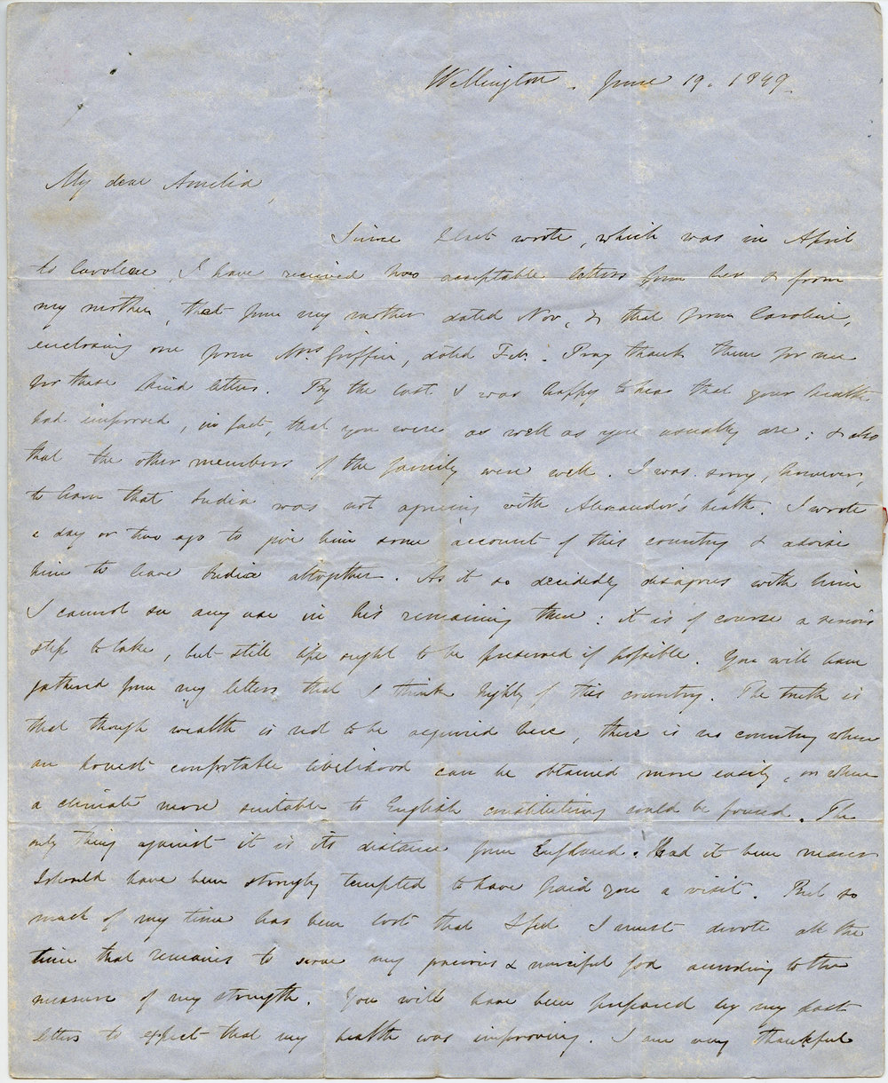 Letter from Octavius Hadfield to his sister Amelia, June 1849