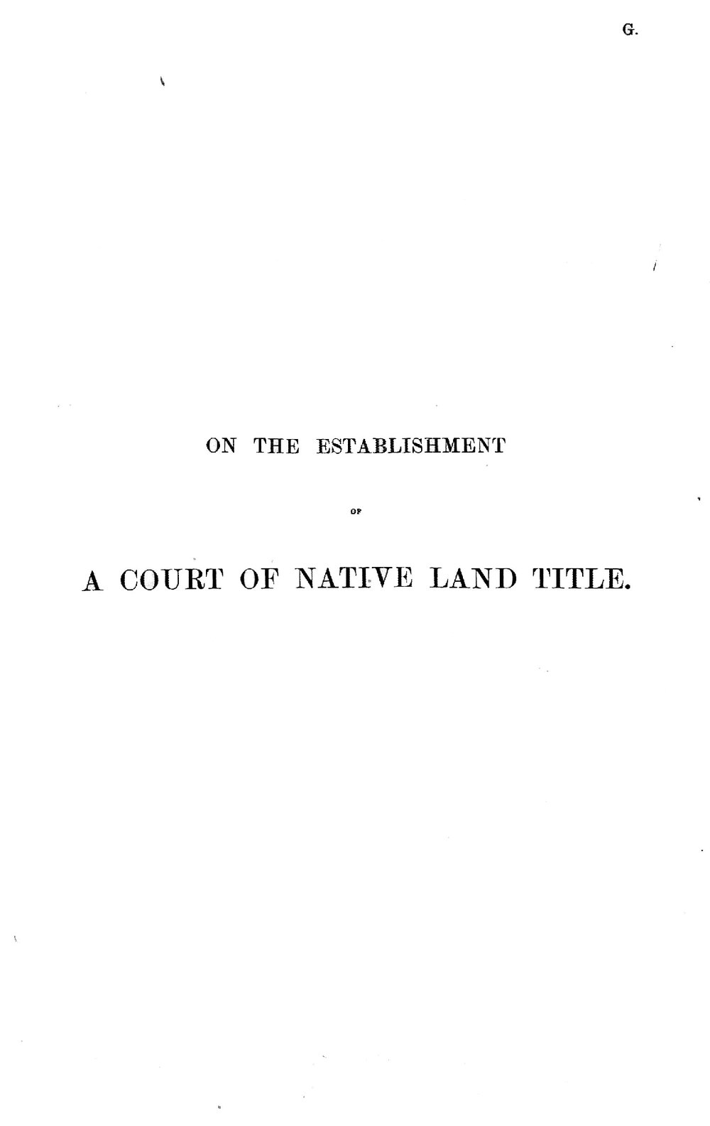 On the Establishment of a Court of Native Land Title 