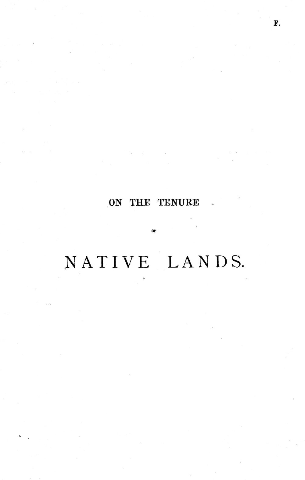 On the Tenure of Native Lands