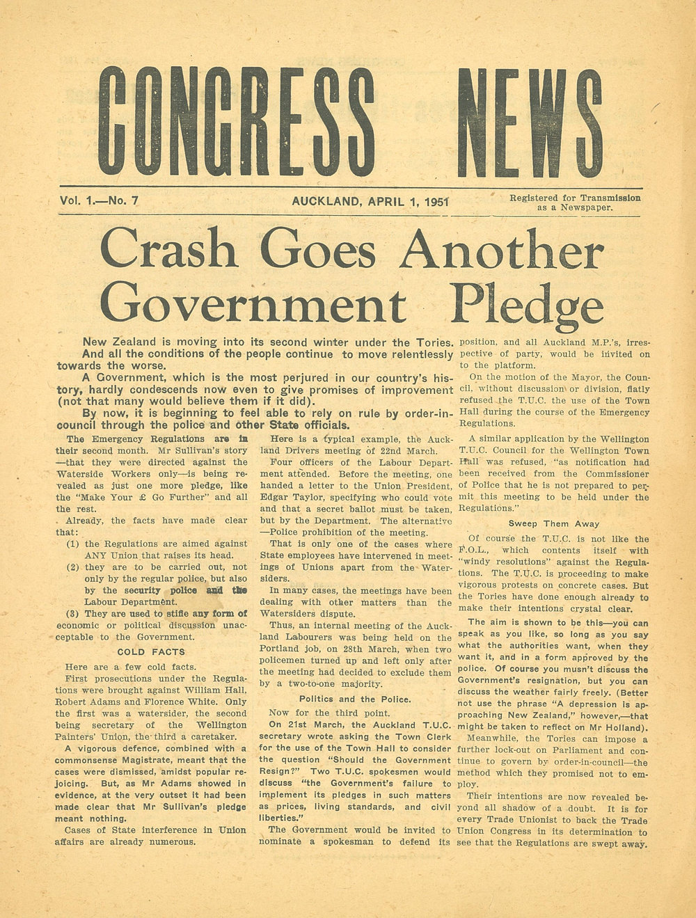 Congress News : Crash goes another Government pledge