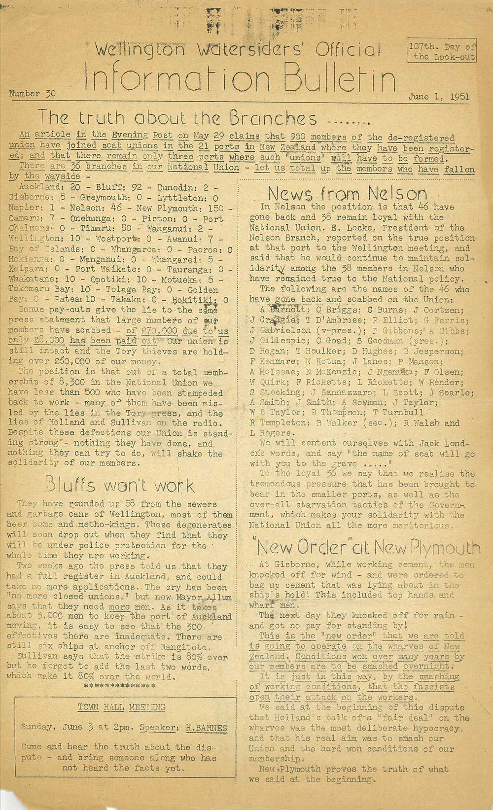 Wellington Watersiders' Official Information Bulletin, Number 30