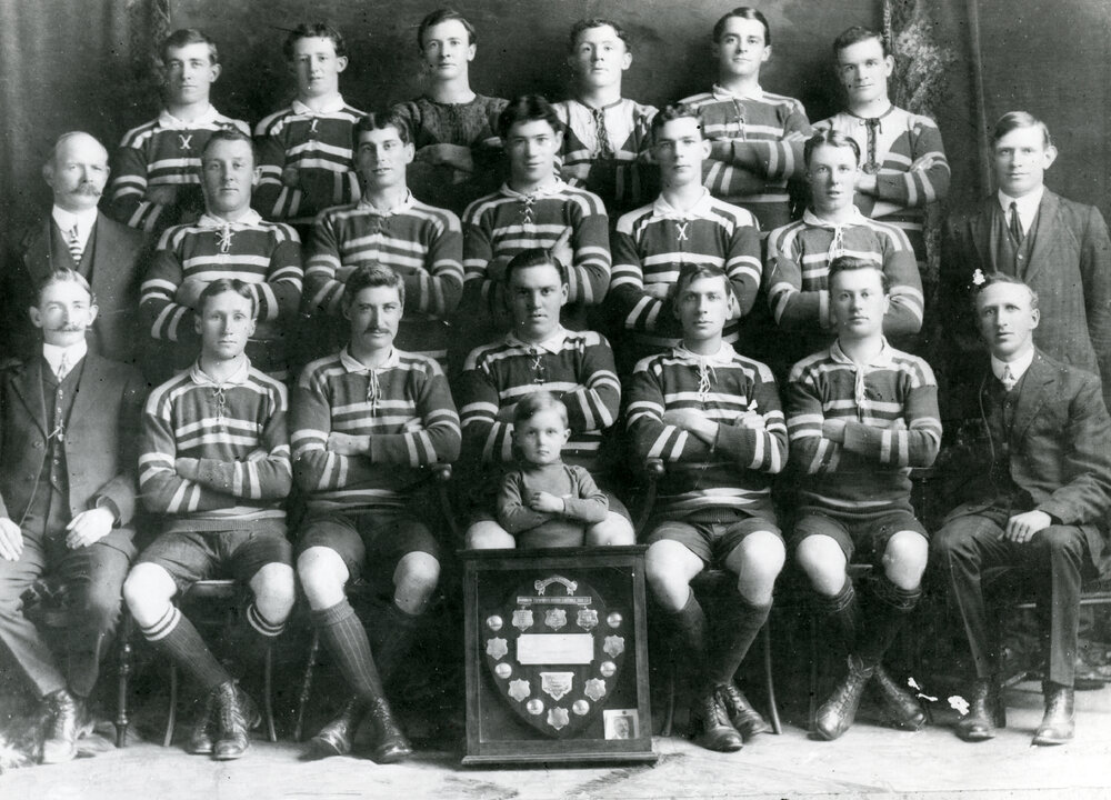 Tramways Rugby Team with the Kohn Shield