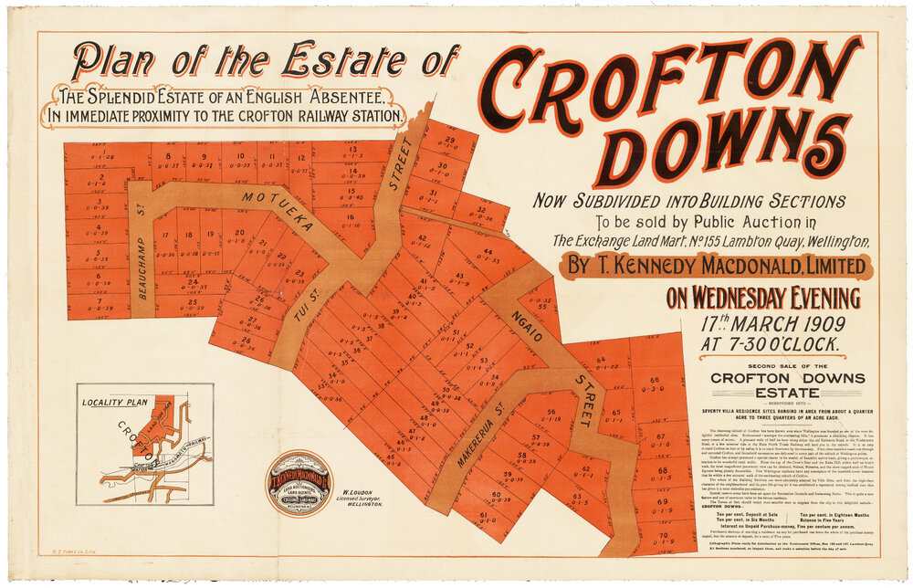 "Crofton Downs" [Ngaio] Subdivision Plan (1909)