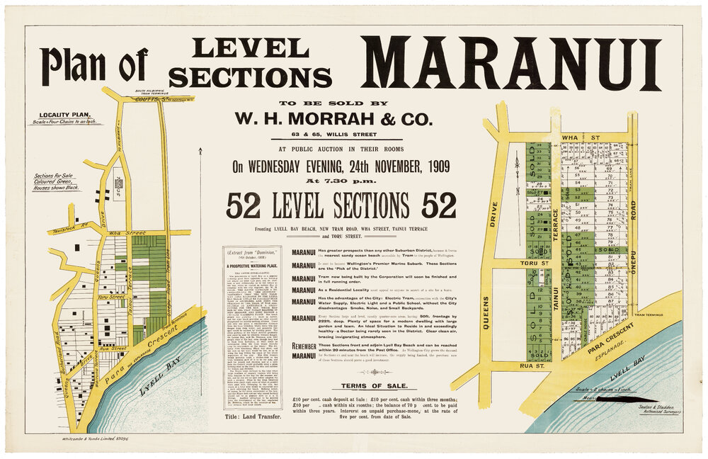 Maranui, Lyall Bay, Subdivision Plan (1909)