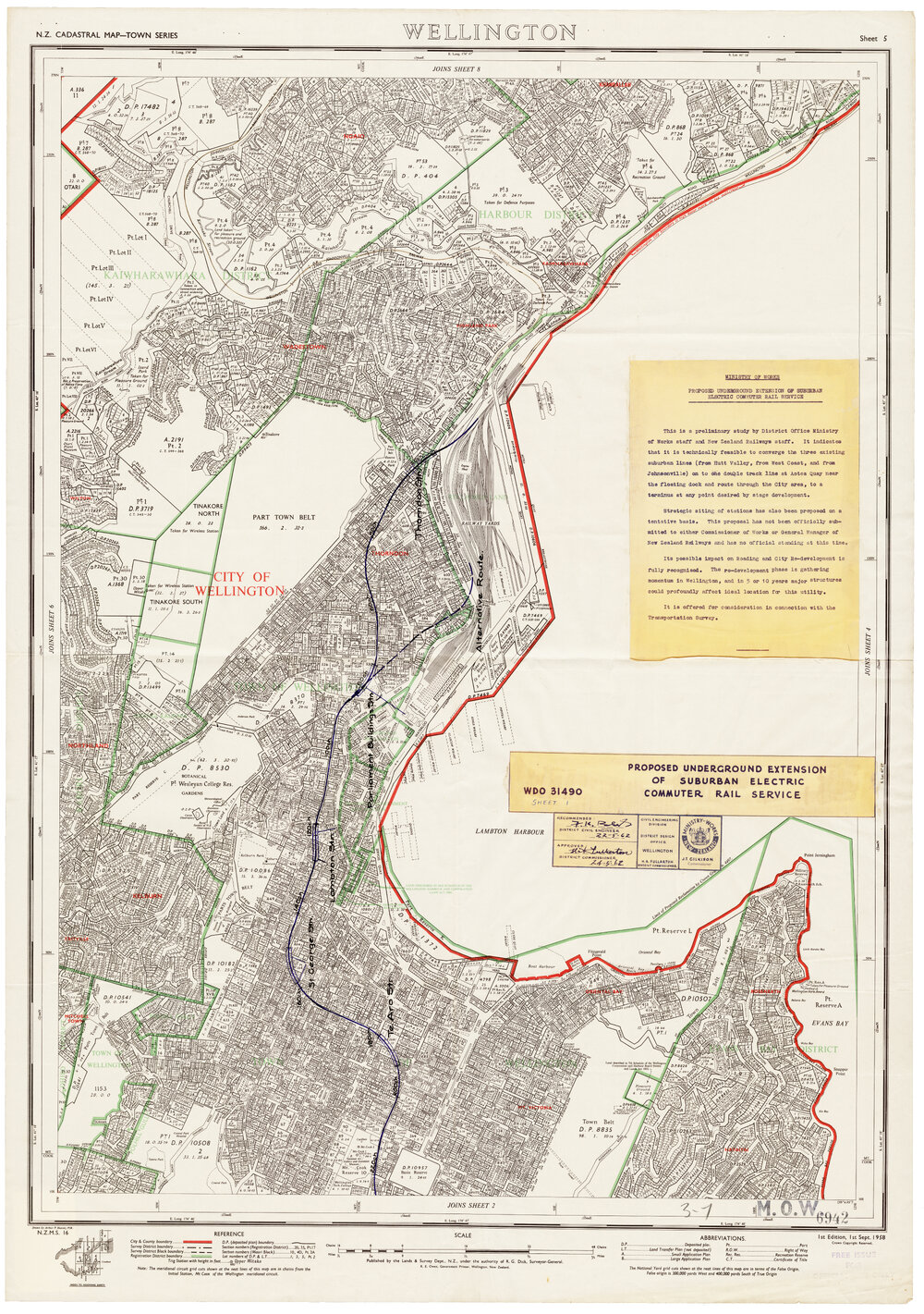 Proposed Wellington underground railway route (1962)