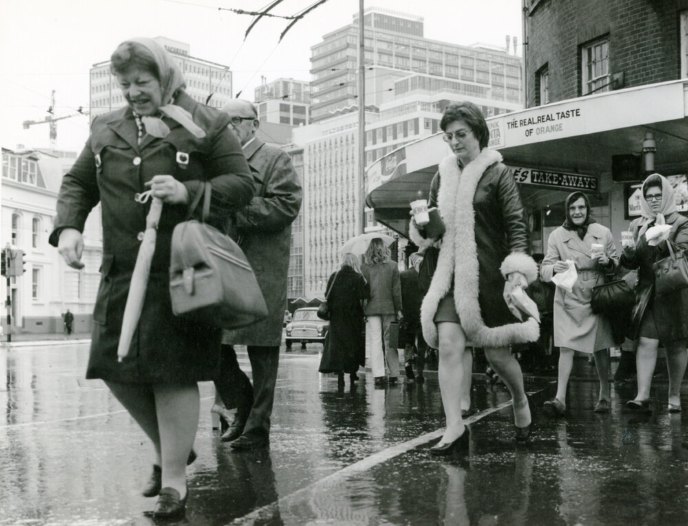 Crossing Bowen Street on Lambton Quay