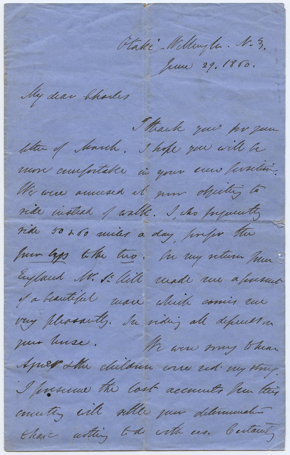 Letter from Octavius Hadfield to his brother Charles, June 1860