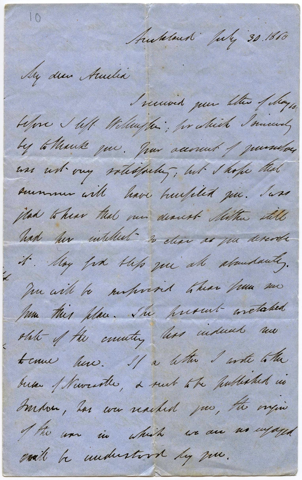Letter from Octavius Hadfield to his sister Amelia, July 1860