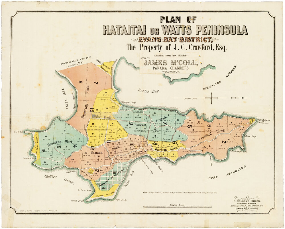 Plan of Hataitai or Watts Peninsula (Miramar, 1879)