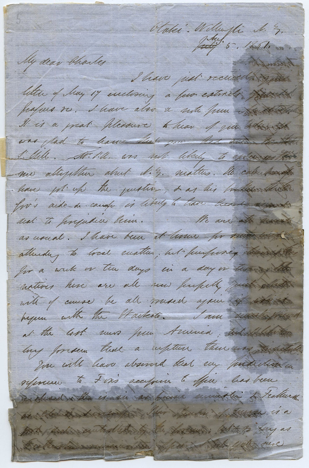 Letter from Octavius Hadfield to his brother Charles, August 1861