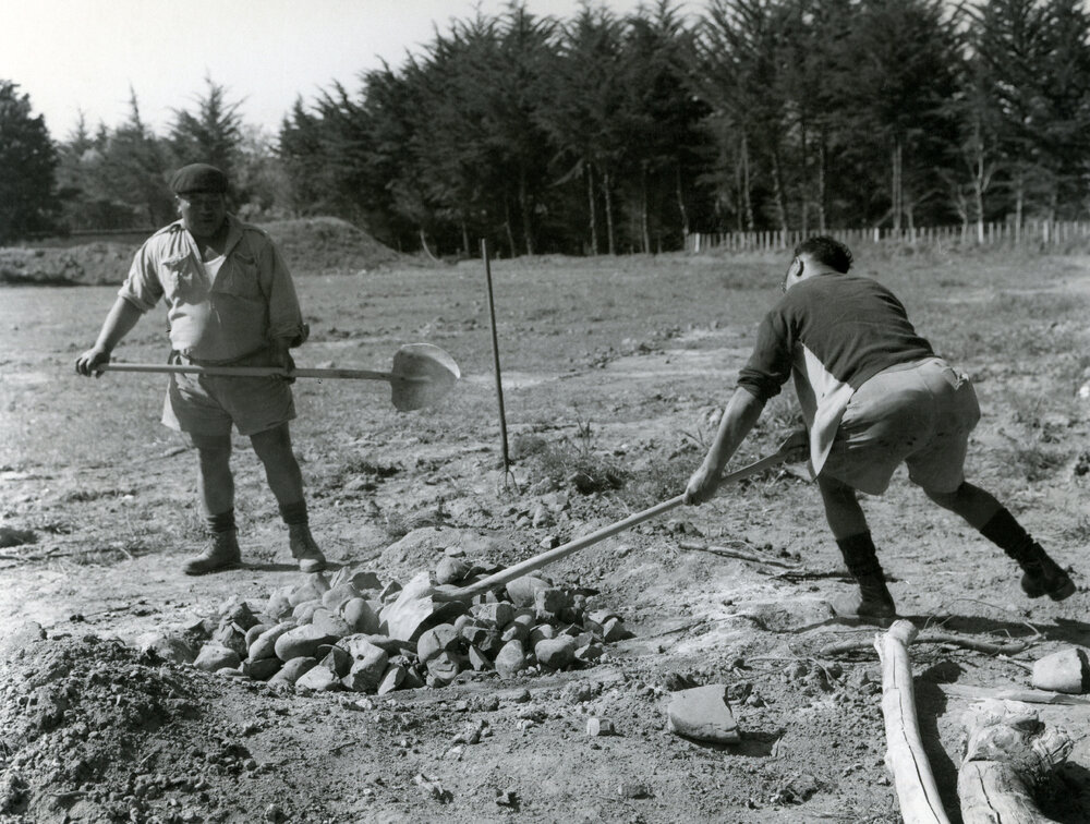 Preparing a  hāngī, Ōtaki
