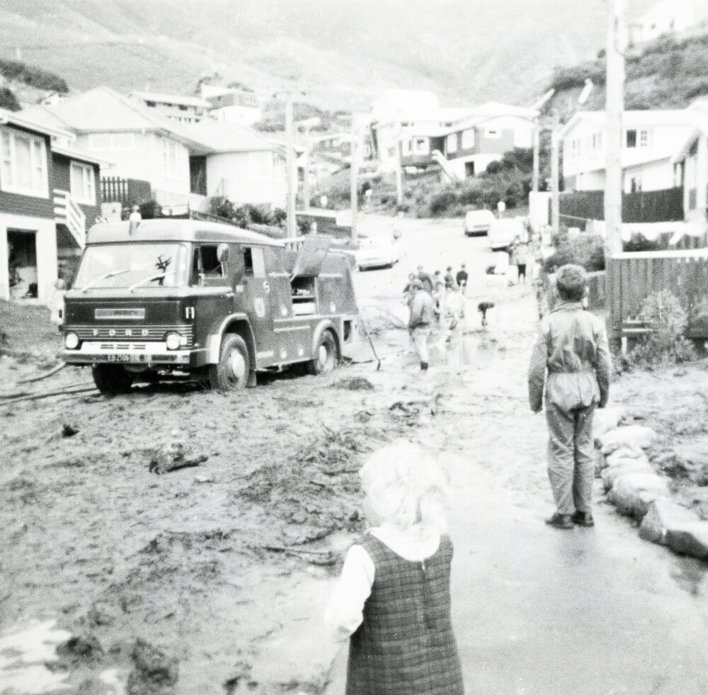 Flood damage in Awarua Street, Ngaio