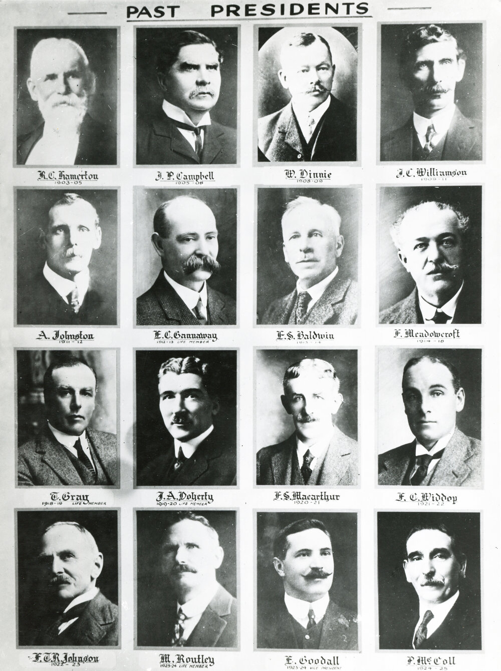 Presidents of the Kelburn Bowling Club 