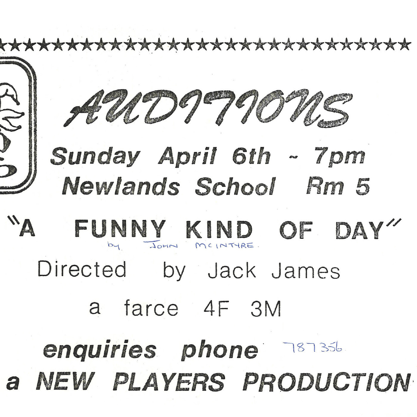 The New Players audition notice