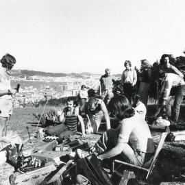 Grass skiing on Te Ahumairangi Hill