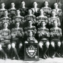 Tramways Rugby Team with the Kohn Shield