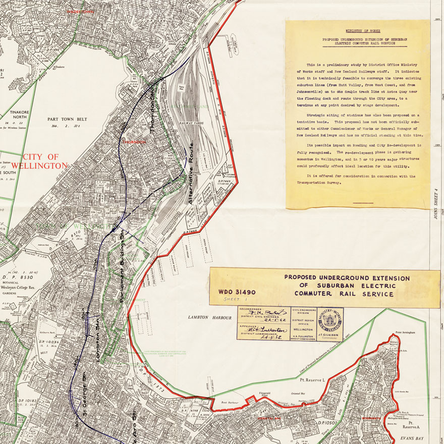 Proposed Wellington underground railway route (1962)